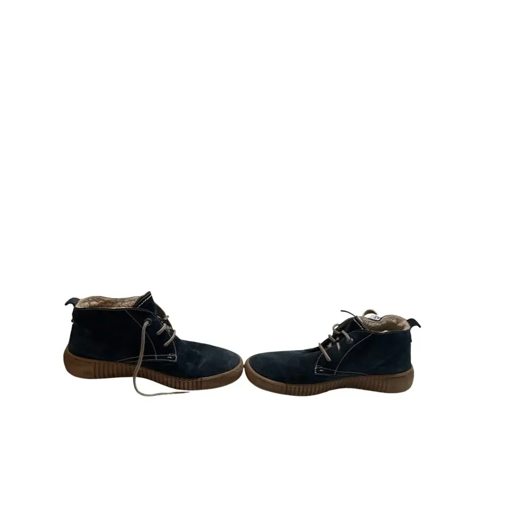 Josef Seibel Women’s Navy Suede Faux Fur Lined Chukka Ankle Boots US 11